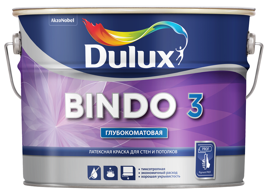 Краска Дьюлакс Биндо-3/Dulux Bindo-3 стандарт, для стен и потолков (Выпуск прекращен 4,5л)