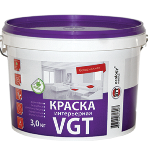 Краска ВГТ/VGT ВД-АК-2180 интерьерная белоснежная влагостойкая ( 3,0кг)