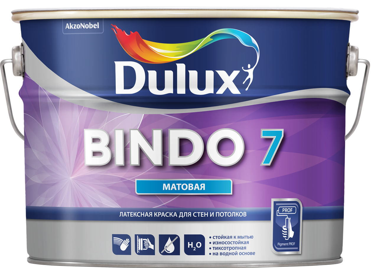 Краска Дьюлакс Биндо-7/Dulux Bindo-7 экстрапрочная. для стен и потолков (Выпуск прекращен 1л)