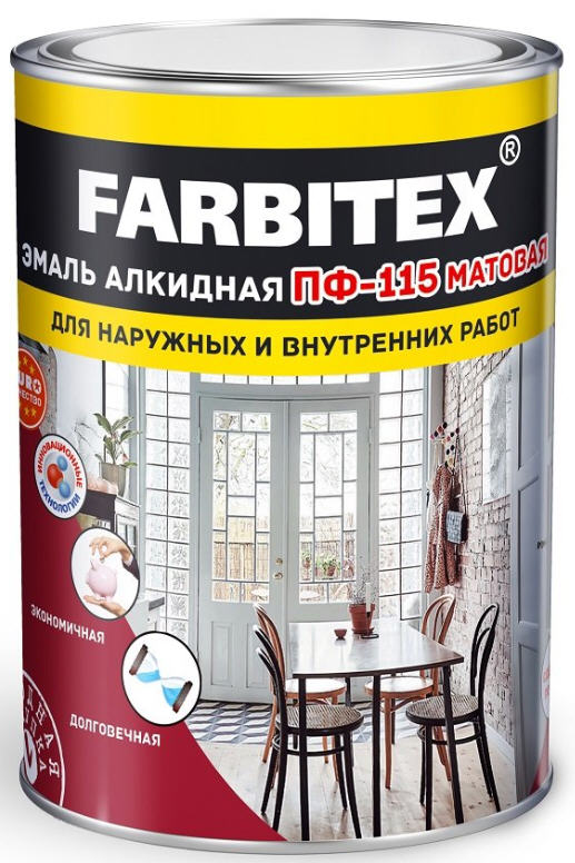 Эмаль ПФ-115 Фарбитекс/Farbitex матовая ( 2,7кг, Матовая,  Белый,)