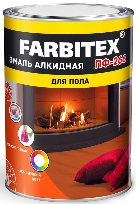 Эмаль для пола ПФ-266 Фарбитекс/Farbitex ( 5,0кг, Желто-коричневый)