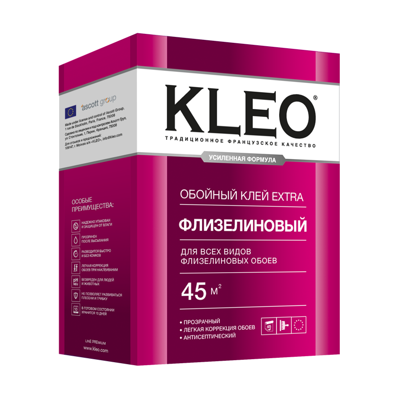 Клей обойный Клео/Kleo Extra для флизелиновых обоев 320г